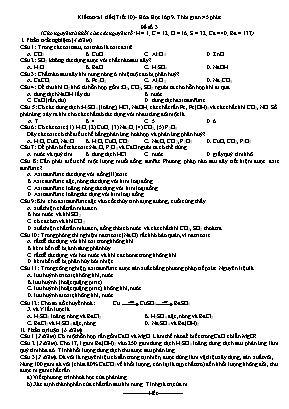 Đề kiểm tra tiết 10 môn Hóa học Lớp 9 - Năm học 2019-2020 - Đề số 3